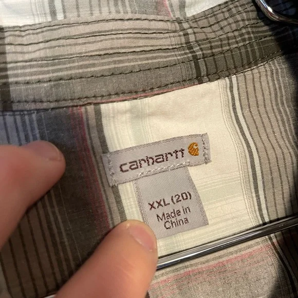 Carhartt Plaid Button Down Shirt - White and Brown - Picture 3 of 7
